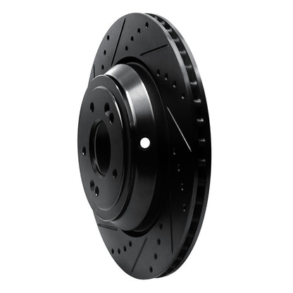 R1 Concepts R1 17-19 Genesis G90 Rear Left Drilled & Slotted Black Brake Rotor