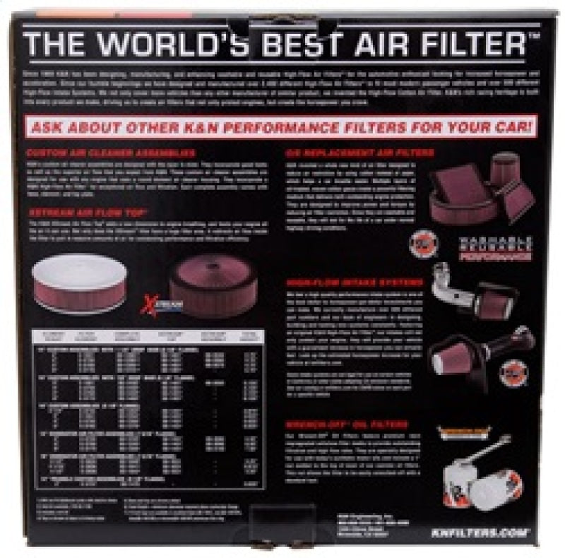 K&N Engineering K&N X-Stream Top Filter X-Stream 5.125in Flange 14x3.12in Height 0.875in Drop Base