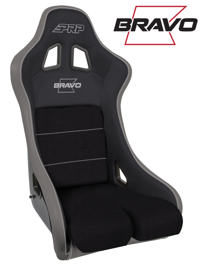 PRP Seats PRP Bravo Composite Seat- Black/Grey (PRP Silver Outline/Bravo Silver- Silver Stitching)