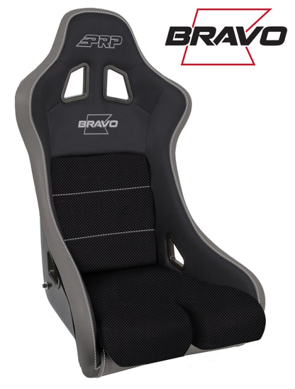 PRP Seats PRP Bravo Composite Seat- Black/Grey (PRP Silver Outline/Bravo Silver- Silver Stitching)
