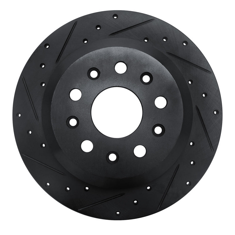 R1 Concepts R1 18-25 Jeep Wrangler Rear Left Drilled & Slotted Black Brake Rotor