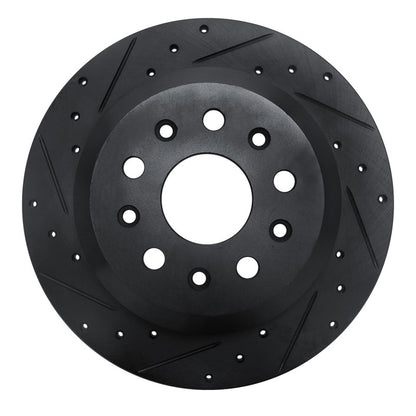 R1 Concepts R1 18-25 Jeep Wrangler Rear Left Drilled & Slotted Black Brake Rotor