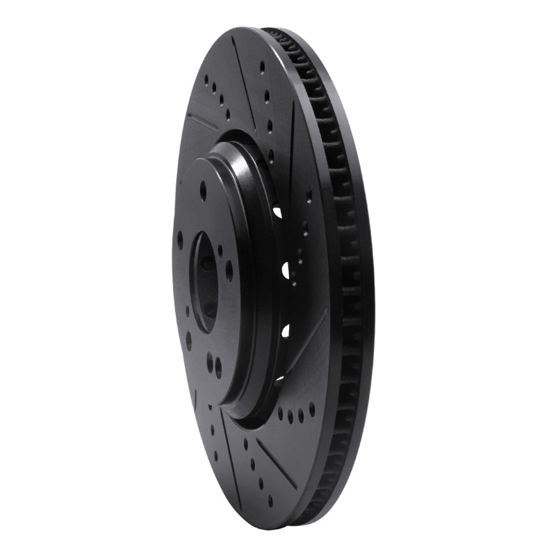 R1 Concepts R1 16-22 Acura ILX Front Right Drilled & Slotted Black Brake Rotor