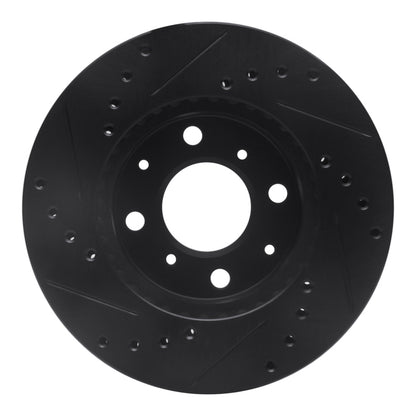 R1 Concepts R1 84-90 Honda Accord Sedan Front Right Drilled & Slotted Black Brake Rotor