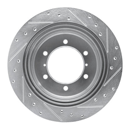 R1 Concepts R1 90-04 Mitsubishi Montero Rear Left Drilled & Slotted Silver Brake Rotor