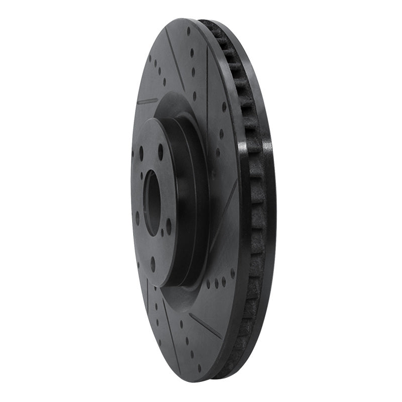 R1 Concepts R1 09-11 Lexus GS350 Right Front Drilled & Slotted Black Brake Rotor