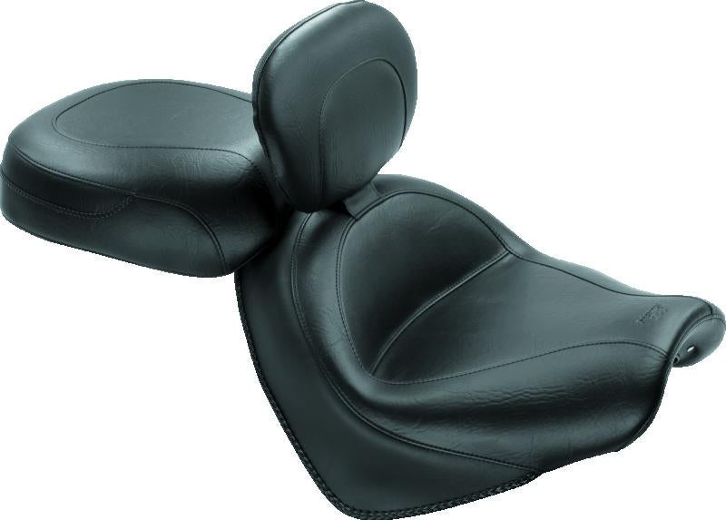Mustang Motorcycle Mustang 04-09 Honda VTX1300C Wide Touring 2PC Seat w/Driver Backrest - Black