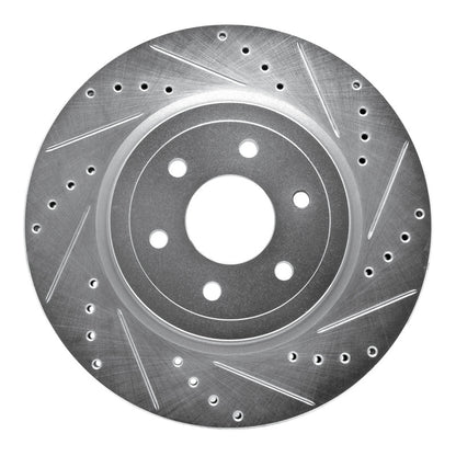 R1 Concepts R1 08-11 Nissan Pathfinder Front Right Drilled & Slotted Silver Brake Rotor