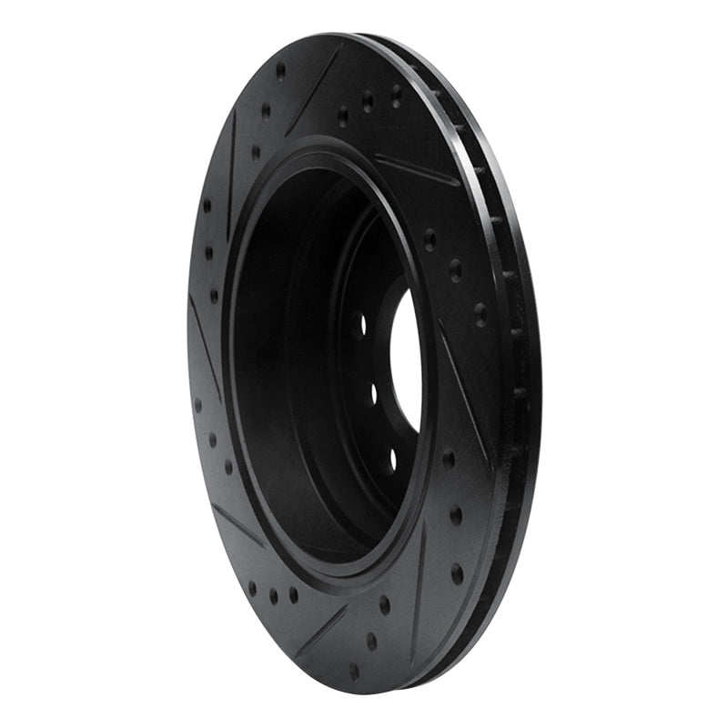 R1 Concepts R1 91-95 BMW M5 Rear Right Drilled & Slotted Black Brake Rotor