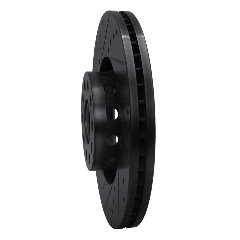 R1 Concepts R1 00-03 Audi A8 Front Left Drilled & Slotted Black Brake Rotor