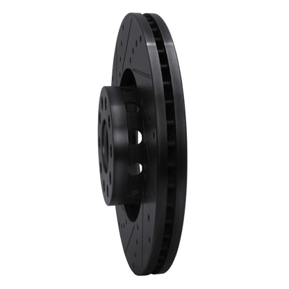 R1 Concepts R1 00-03 Audi A8 Front Left Drilled & Slotted Black Brake Rotor