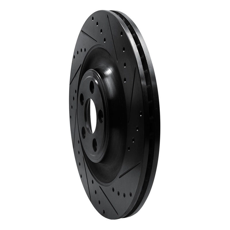 R1 Concepts R1 10-24 Jaguar XFR-S Rear Right Drilled & Slotted Black Brake Rotor