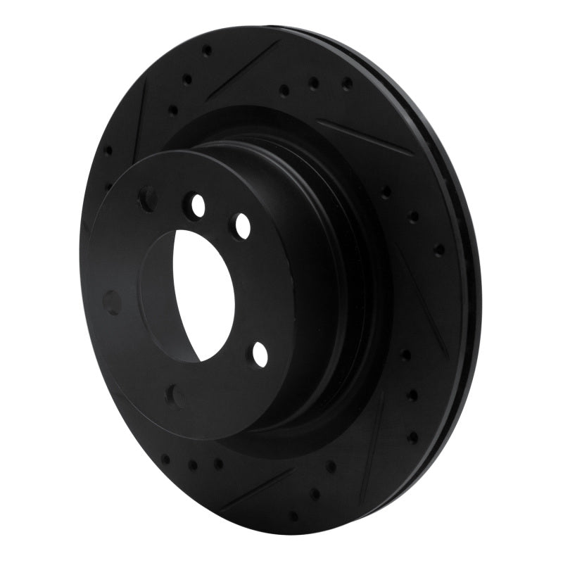 R1 Concepts R1 08-13 BMW 128I Rear Left Drilled & Slotted Black Brake Rotor