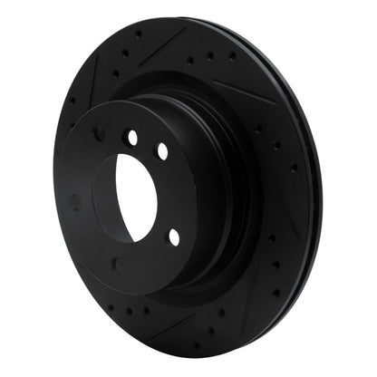 R1 Concepts R1 08-13 BMW 128I Rear Left Drilled & Slotted Black Brake Rotor