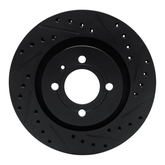 R1 Concepts R1 90-93 Volkswagen CORRADO Front Right Drilled & Slotted Black Brake Rotor