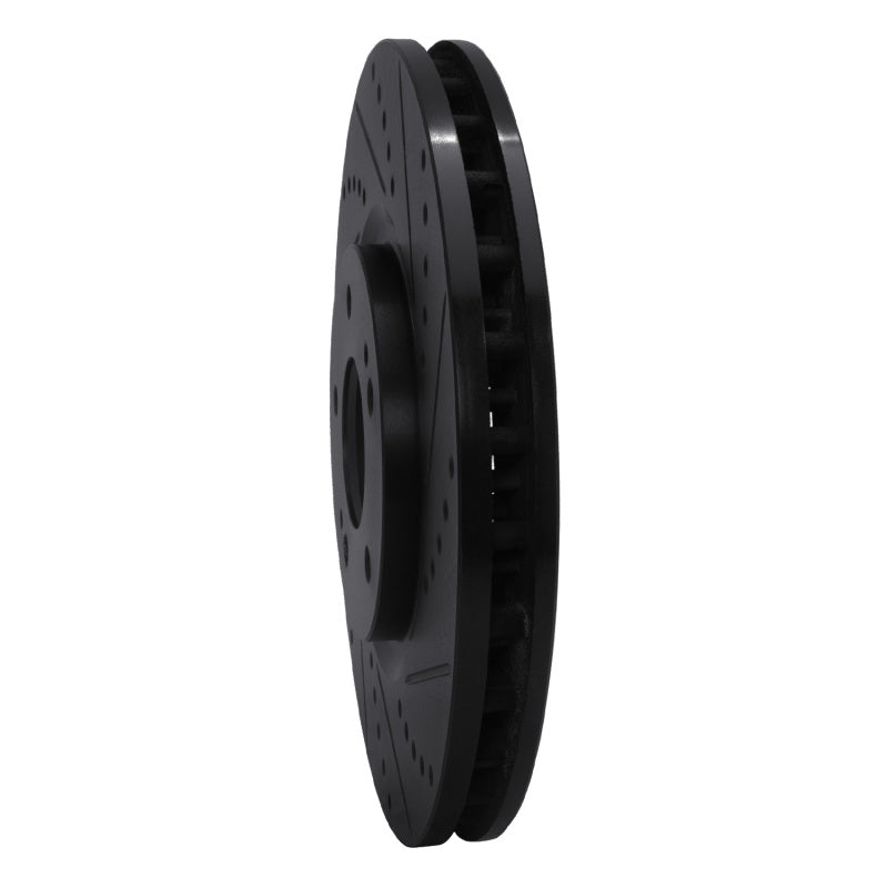 R1 Concepts R1 03-06 Mitsubishi Lancer Front Right Drilled & Slotted Black Brake Rotor