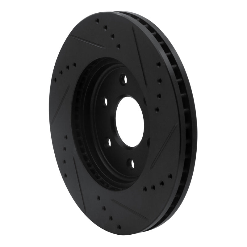 R1 Concepts R1 05-25 Nissan Pathfinder Front Left Drilled & Slotted Black Brake Rotor