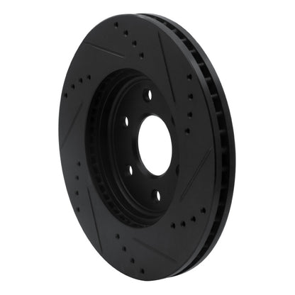 R1 Concepts R1 05-25 Nissan Pathfinder Front Left Drilled & Slotted Black Brake Rotor