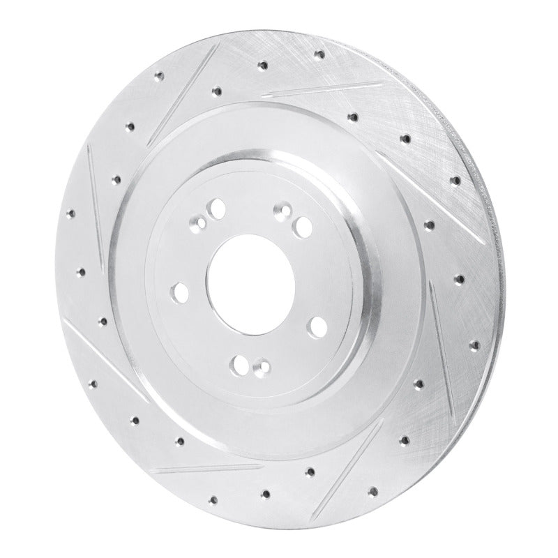 R1 Concepts R1 21-26 Genesis G80 Rear Left Drilled & Slotted Silver Brake Rotor