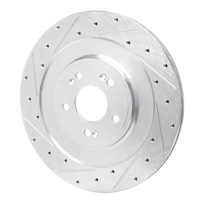 R1 Concepts R1 21-26 Genesis G80 Rear Left Drilled & Slotted Silver Brake Rotor