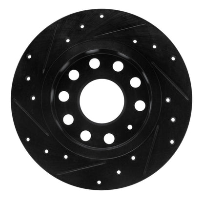 R1 Concepts R1 10-19 Audi A3 Rear Right Drilled & Slotted Black Brake Rotor