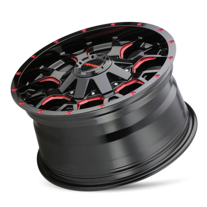 Mayhem 8015 Warrior 18x9 / 6x135 BP / 18mm Offset / 106mm Hub Black w/ Prism Red Wheel