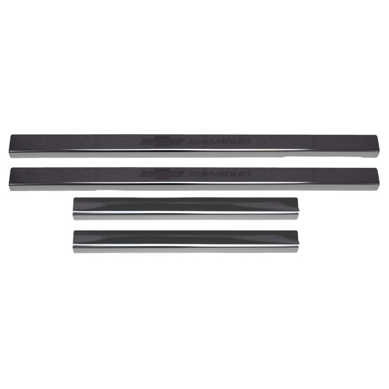 Putco 14-18 Chevy Silv LD - Crew Cab w/ CHEVROLET Etching (8pcs) Black Platinum Door Sills