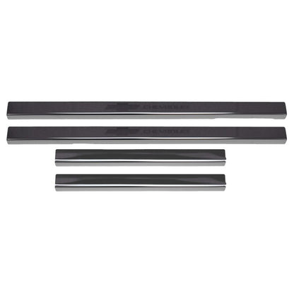 Putco 14-18 Chevy Silv LD - Regular Cab w/ CHEVROLET Etching (4pcs) Black Platinum Door Sills