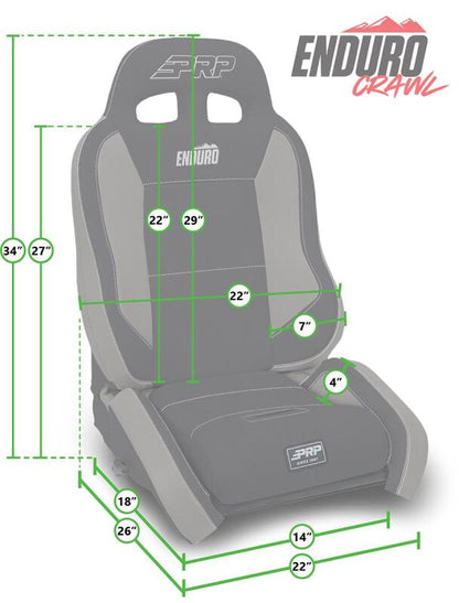 PRP Seats PRP EnduroCrawl Reclining Suspension Seat - Black Suede - Driver