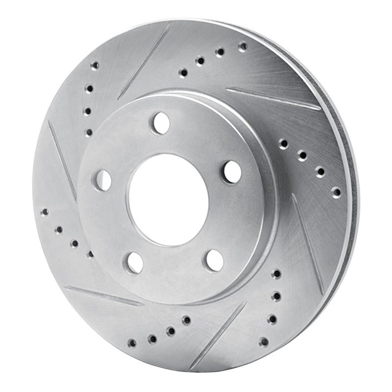 R1 Concepts R1 97-05 Chevrolet Malibu Front Left Drilled & Slotted Silver Brake Rotor
