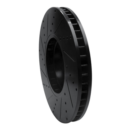 R1 Concepts R1 10-18 BMW 550I Left Front Drilled & Slotted Black Brake Rotor