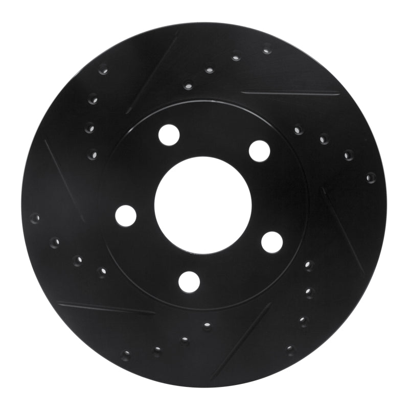 R1 Concepts R1 94-04 Ford Mustang Front Left Drilled & Slotted Black Brake Rotor