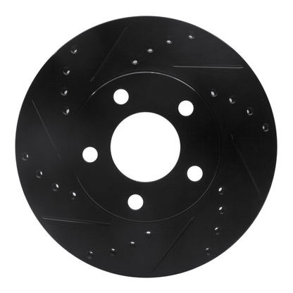 R1 Concepts R1 94-04 Ford Mustang Front Left Drilled & Slotted Black Brake Rotor