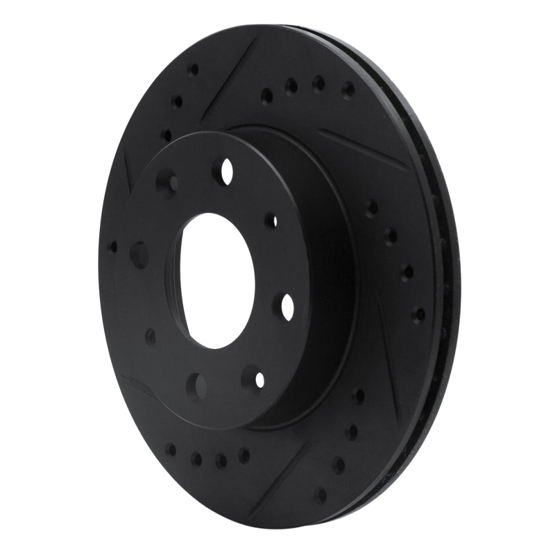 R1 Concepts R1 84-06 Honda Civic Hatchback Front Left Drilled & Slotted Black Brake Rotor