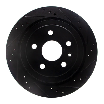 R1 Concepts R1 08-19 Cadillac CTS Rear Right Drilled & Slotted Black Brake Rotor