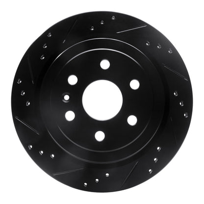 R1 Concepts R1 10-16 Cadillac SRX Rear Left Drilled & Slotted Black Brake Rotor