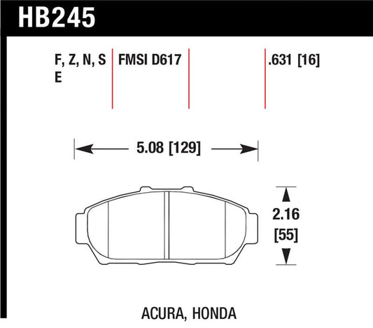 Hawk Performance Hawk 94-01 Acura Integra (excl Type R)  HP+ Street Front Brake Pads