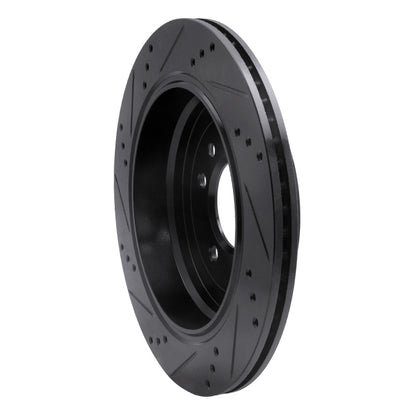R1 Concepts R1 05-07 Land Rover LR3 Rear Right Drilled & Slotted Black Brake Rotor