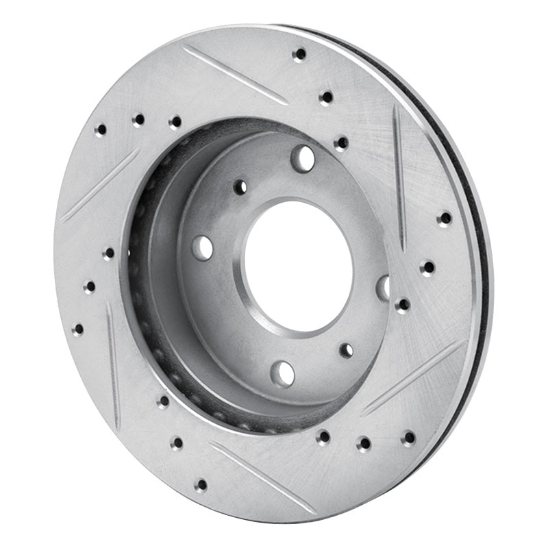 R1 Concepts R1 85-89 Nissan STANZA Front Left Drilled & Slotted Silver Brake Rotor