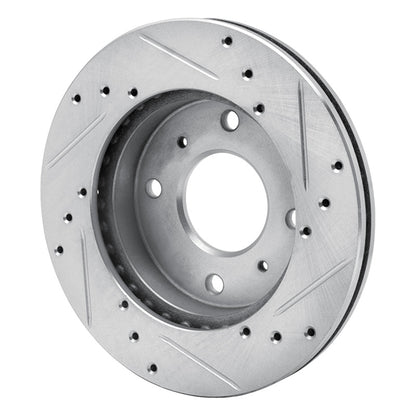 R1 Concepts R1 85-89 Nissan STANZA Front Left Drilled & Slotted Silver Brake Rotor