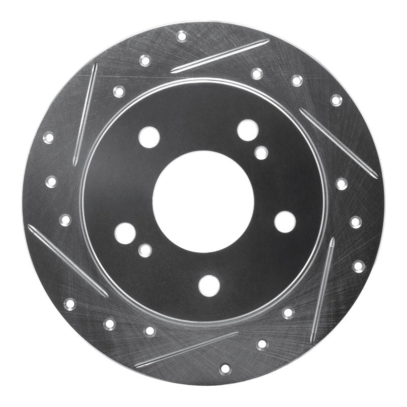 R1 Concepts R1 94-98 Nissan 240SX Rear Left Drilled & Slotted Silver Brake Rotor
