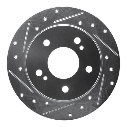 R1 Concepts R1 94-98 Nissan 240SX Rear Left Drilled & Slotted Silver Brake Rotor