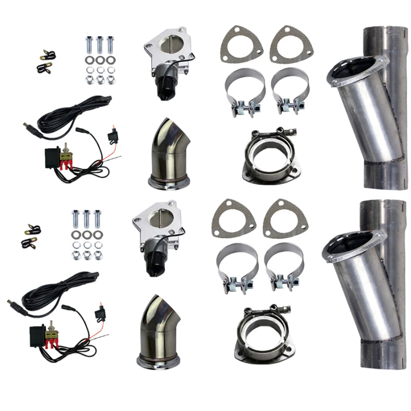 Granatelli Motor Sports Granatelli 3.0in Alum Mild Steel Electronic Dual Slip Fit Exhaust Cutout w/Band Clamps