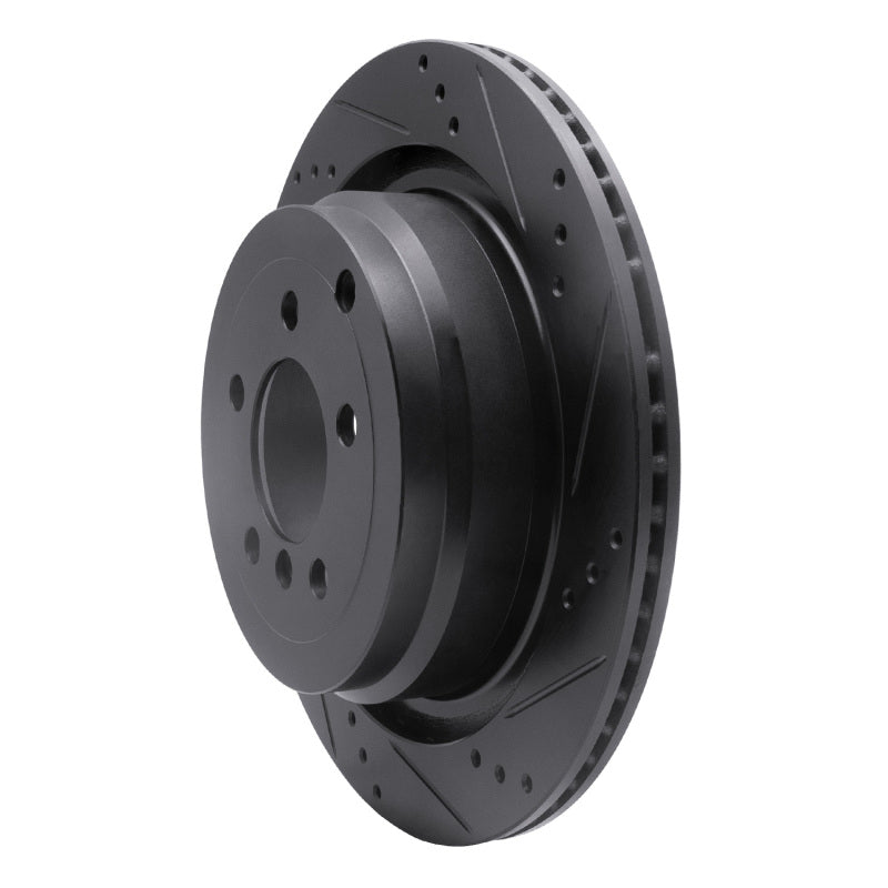 R1 Concepts R1 06-12 Land Rover Range Rover Rear Right Drilled & Slotted Black Brake Rotor