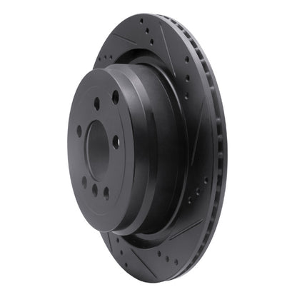R1 Concepts R1 06-12 Land Rover Range Rover Rear Right Drilled & Slotted Black Brake Rotor