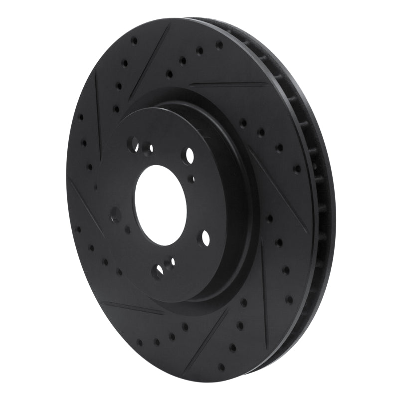 R1 Concepts R1 05-12 Acura RL Front Left Drilled & Slotted Black Brake Rotor