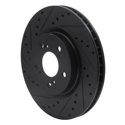 R1 Concepts R1 05-12 Acura RL Front Left Drilled & Slotted Black Brake Rotor