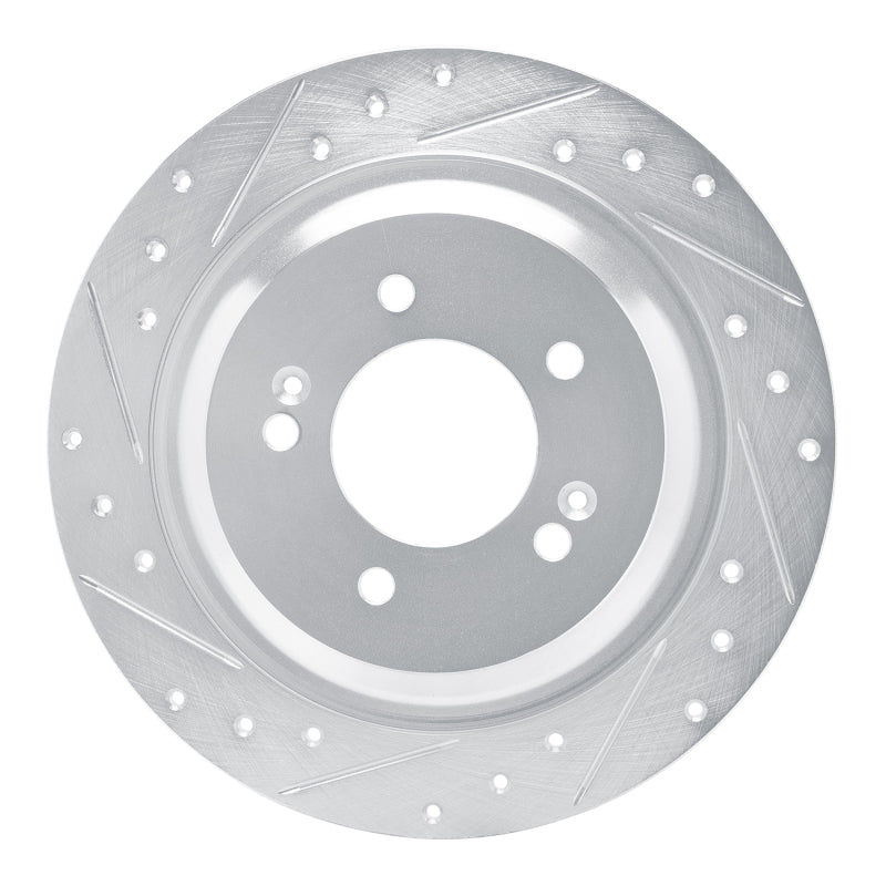 R1 Concepts R1 2021-2025 Hyundai Kona EV Rear Left Drilled & Slotted Silver Brake Rotor