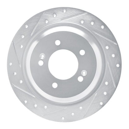 R1 Concepts R1 2021-2025 Hyundai Kona EV Rear Left Drilled & Slotted Silver Brake Rotor