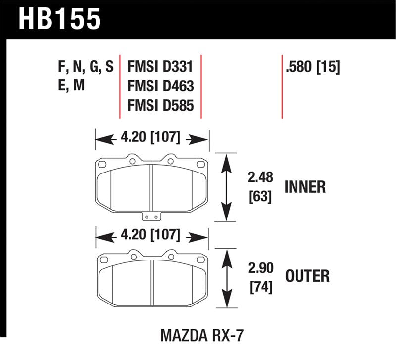 Hawk Performance Hawk 86-95 Mazda RX-7 (Exc 1992) Black Race Front Brake Pads